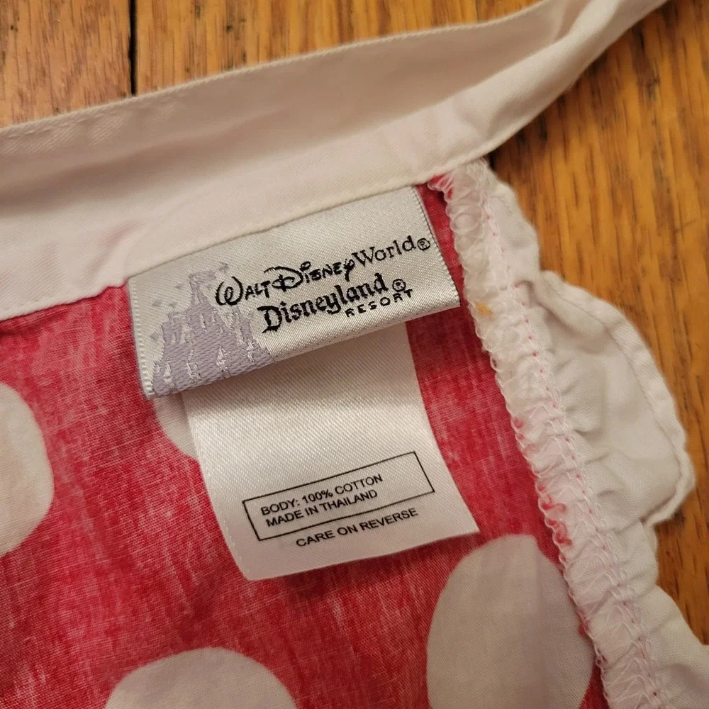 Disney Apron Red White Polka Dot Ruffle Minnie Mouse Feminine Trad Wife Cottage